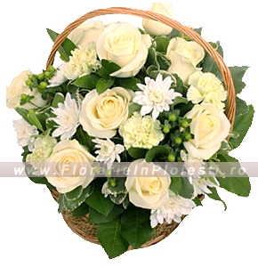 Cos floral alb